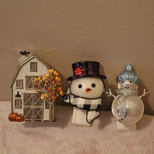 Bath & Bodyworks Snowman Fall Pumpkin Wallflower Plug Light Up Lot